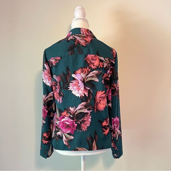 Anthropologie Cartonnier Rihan Floral Blazer Size 6 in Green Open Front - Picture 4 of 7